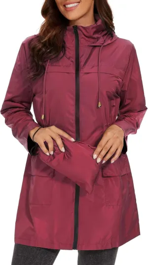 Zando Womens Rain Jackets for Women Waterproof Rain Coats for Women Active Packable Raincoat Windbreaker Jacket with Hood