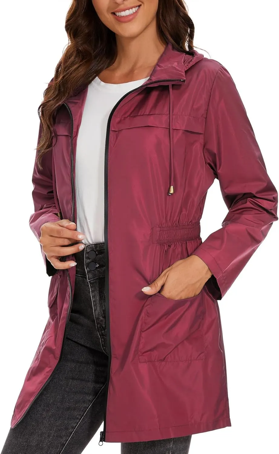 Zando Womens Rain Jackets for Women Waterproof Rain Coats for Women Active Packable Raincoat Windbreaker Jacket with Hood