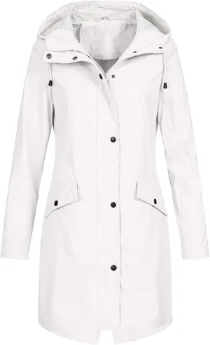 ZEFOTIM Womens Rain Jacket with Hood Waterproof Light Weight Casual Raincoat with Pockets Zip Up Hiking Jackets Clothes