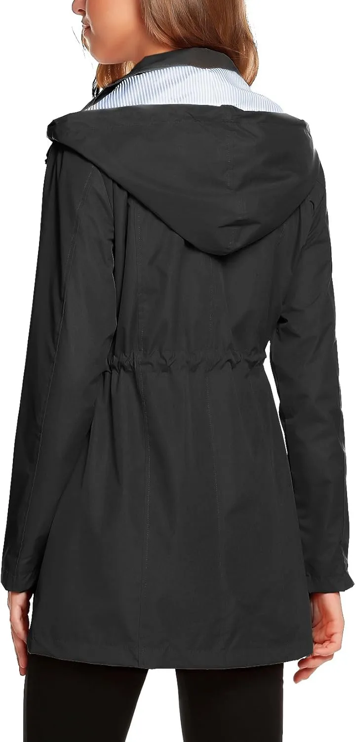 ZHENWEI Womens Lightweight Hooded Waterproof Active Outdoor Rain Jacket S-XXL