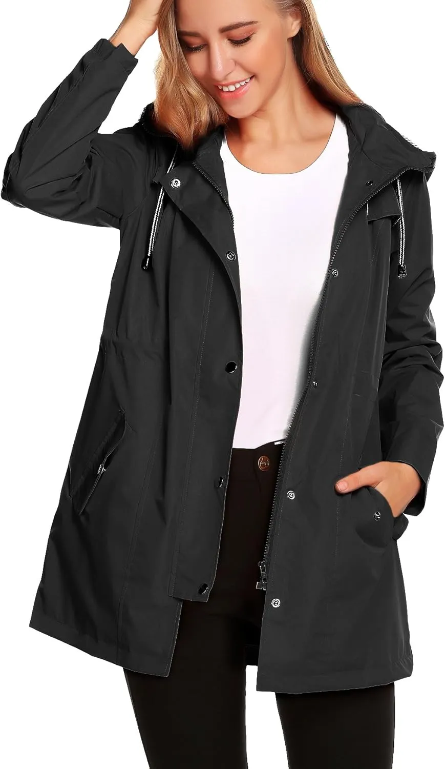 ZHENWEI Womens Lightweight Hooded Waterproof Active Outdoor Rain Jacket S-XXL
