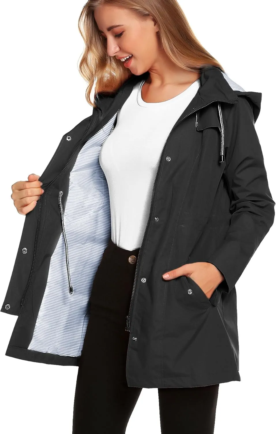 ZHENWEI Womens Lightweight Hooded Waterproof Active Outdoor Rain Jacket S-XXL