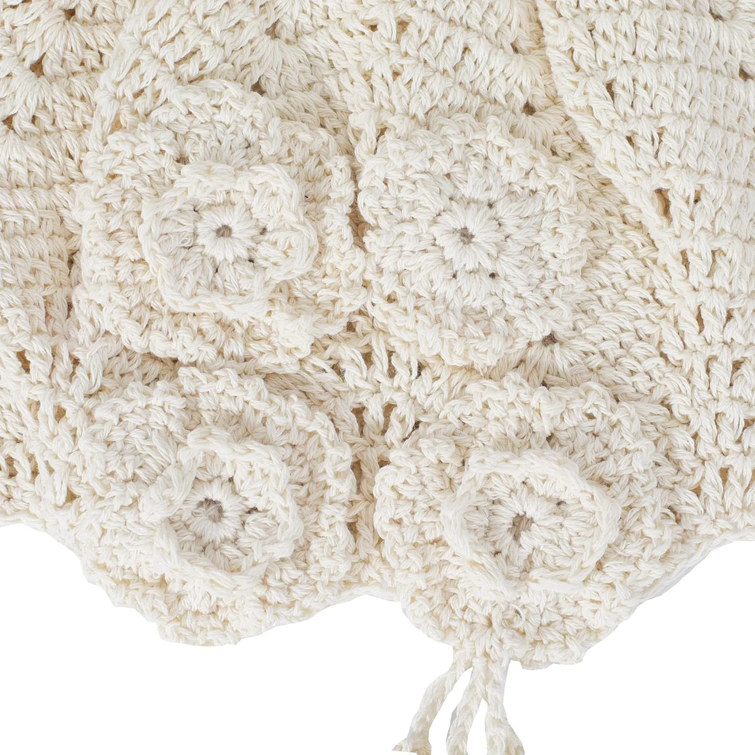 ZLYC Women Cotton Crochet Skull Cap Handmade Knit Cutout Floral Beanie Hat