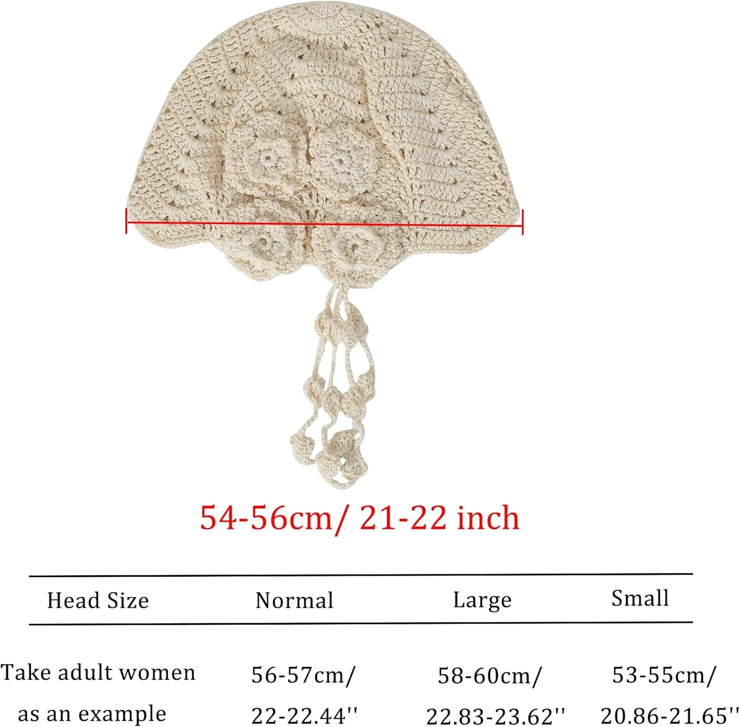 ZLYC Women Cotton Crochet Skull Cap Handmade Knit Cutout Floral Beanie Hat