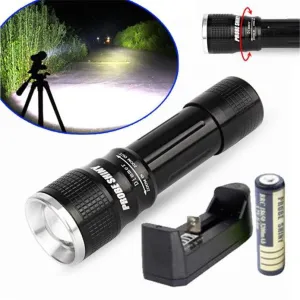 Zoomable 1000Lm XM-L T6 LED Flashlight Torch Aluminum Alloy Flashlight 18650 Rechargeable Torch Lamp Bicycle Light 40OT18