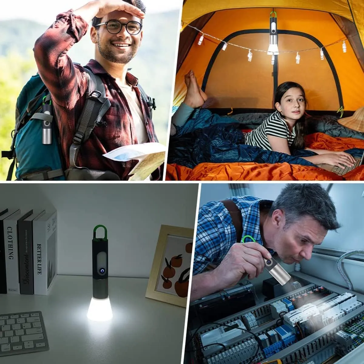 Zoomable LED Flashlight, Handy Light with Lamp Shade, USB-C Rechargeable, 1000 Lumens Tactical Flashlight, 5 Modes (SOS & Strobe) (1800mAh)