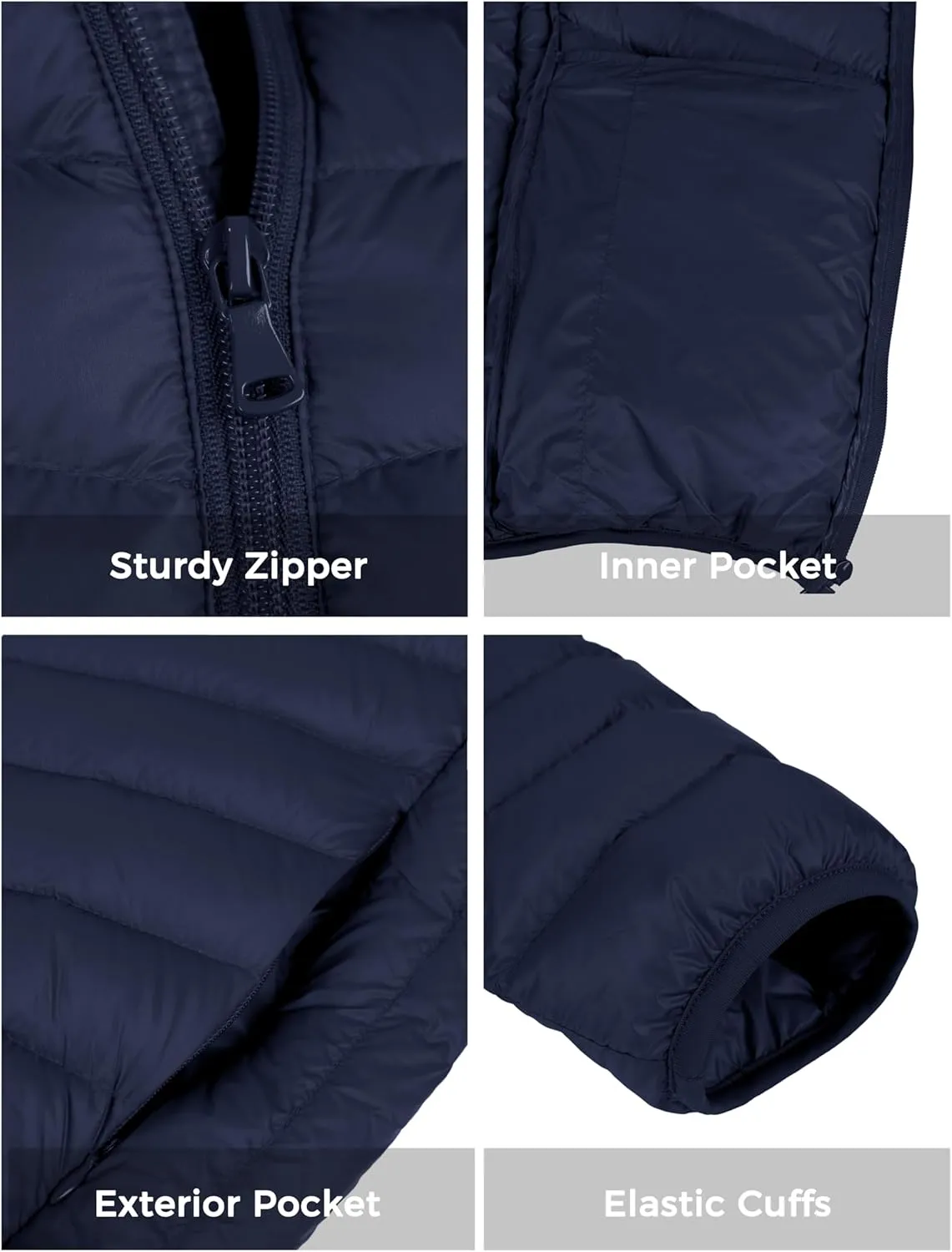 ZSHOW Men's Packable Puffer Jacket Hooded Lightweight Winter Coat for Travel Outdoor Hiking