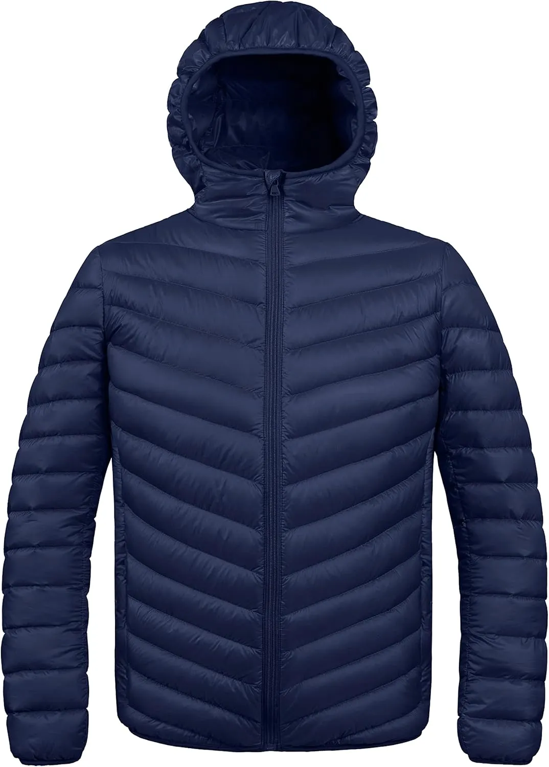 ZSHOW Men's Packable Puffer Jacket Hooded Lightweight Winter Coat for Travel Outdoor Hiking