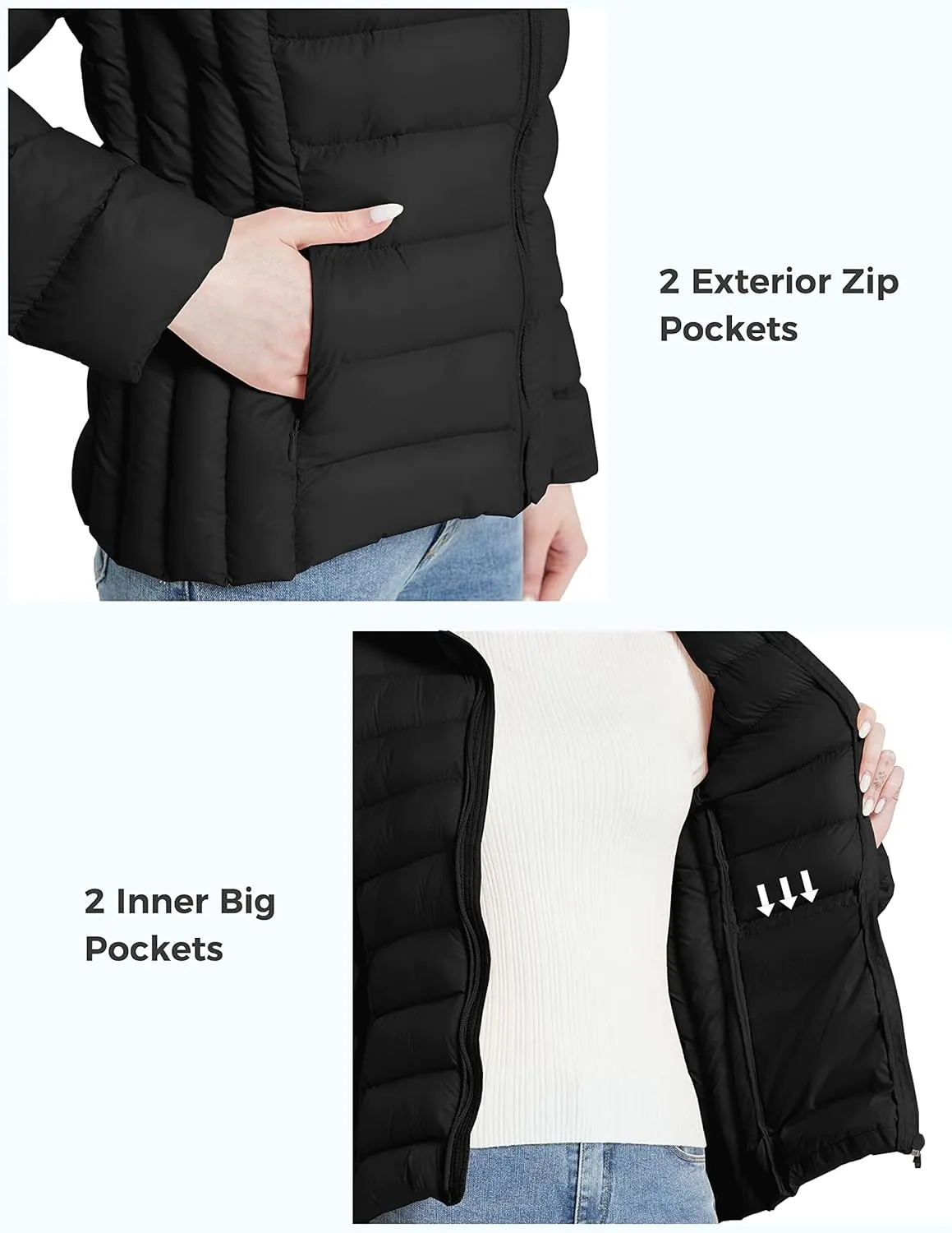 ZSHOW Women's Packable Puffer Jacket Windproof Lightweight Winter Coat