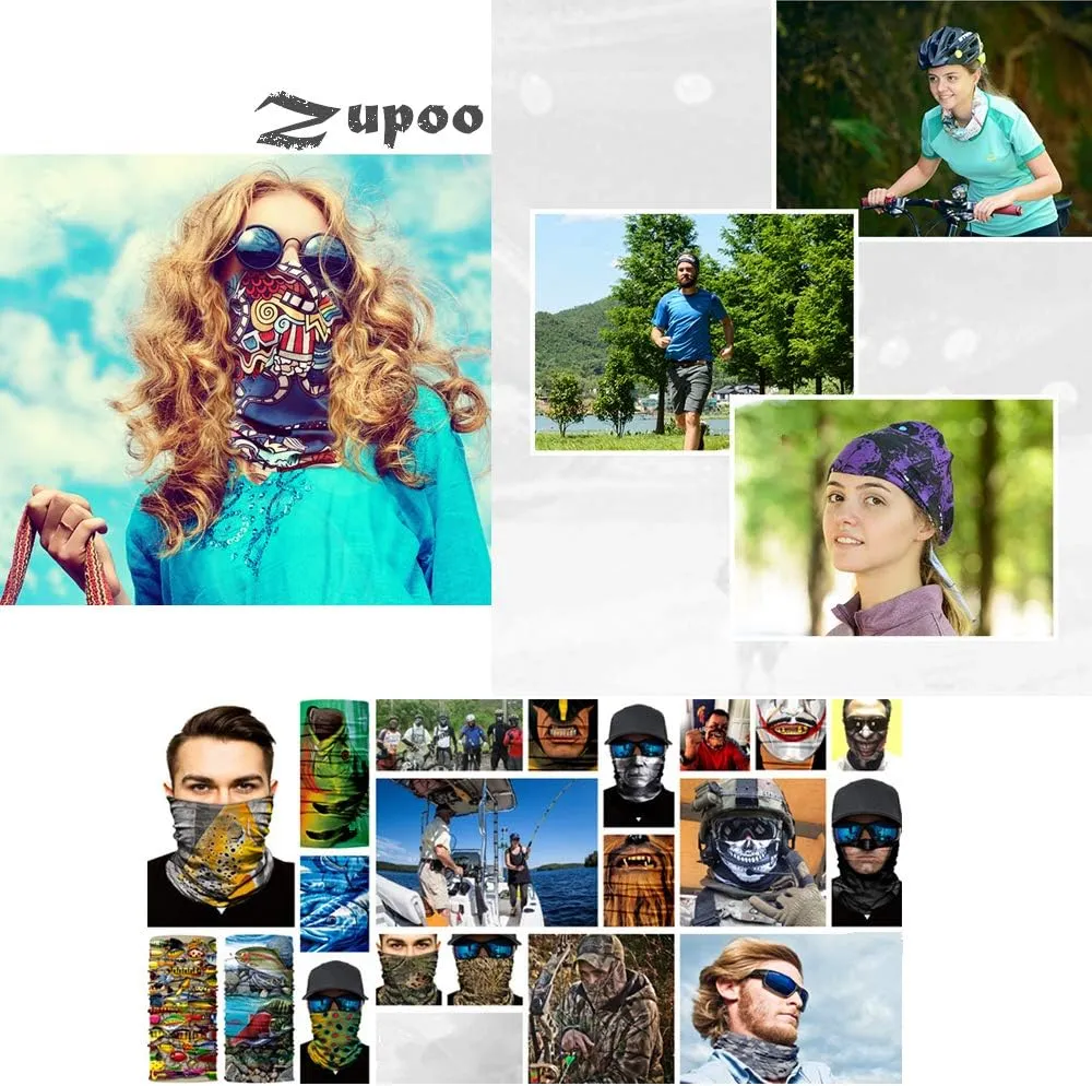 Zupro Men Women Headbands Sun Protection Face Mask Bandana Sports Magic Scarf Neck Gaiter Headwear,for Running Cycling Yoga.